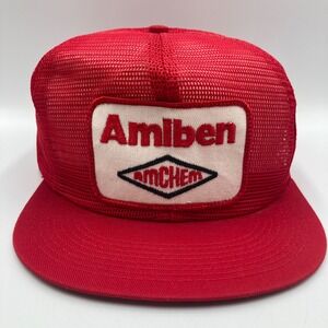 Vintage Amiben Amchem Red Mesh Trucker Hat Snapback Made in USA K-Products